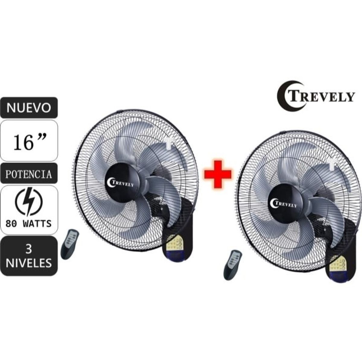 TREVELY - COMBO VENTILADOR DE PARED 16 TREVELY VT-164 -CONTROL REMOTO - 80W