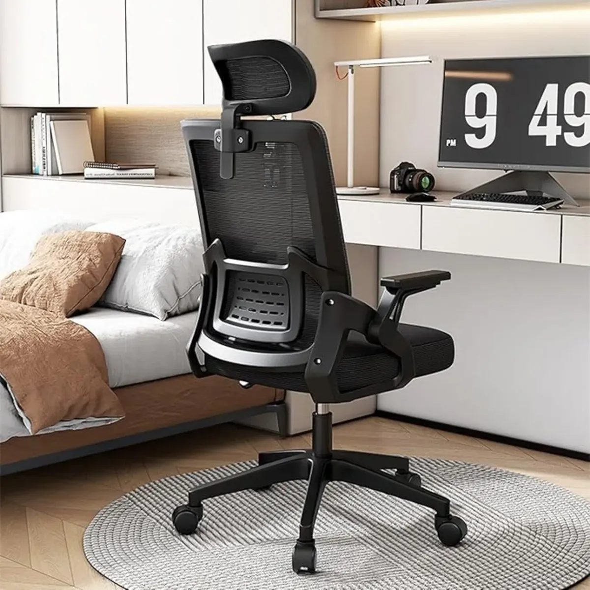 GENERICO - Silla Ergonómica Escritorio Oficina Giratoria Soporte Lumbar Negra