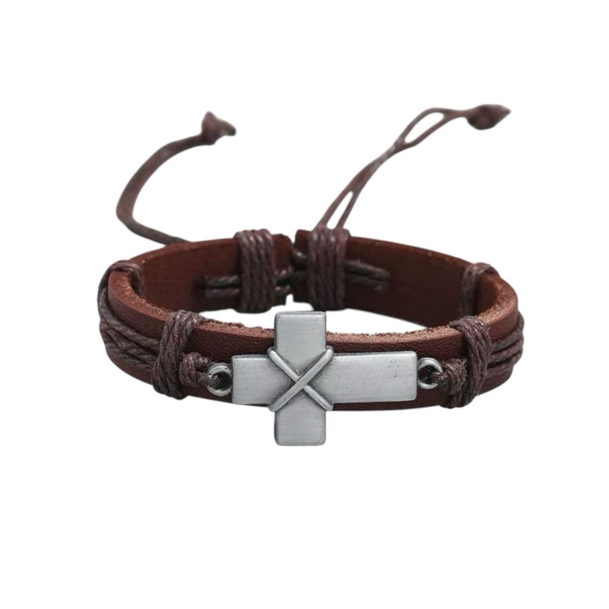 SANTORAL - Pulsera Cruz Acero - Cuero