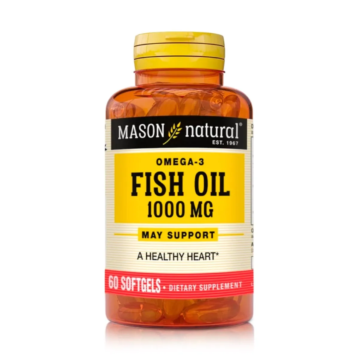 MASON NATURAL - Omega 3 - Salud Cardiovascular y Cognitiva 1000mg (60 Cápsulas) - Mason Natural