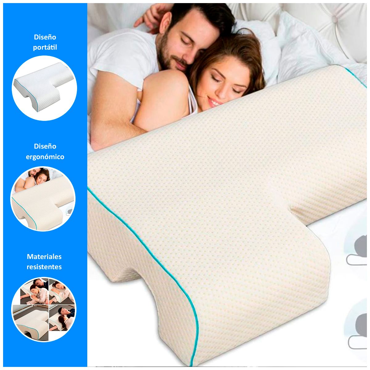 GENERICO - Almohada para Parejas Memory Foam Descanso de Brazo