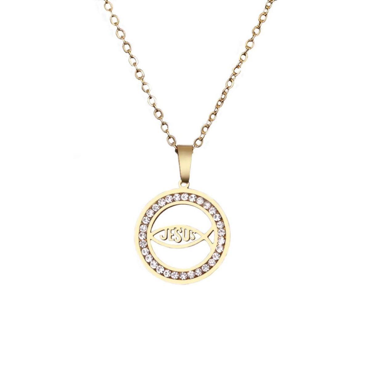 GENERICO - Set x 2 collares cristianos Jesús pez  para pareja o mejores amigos