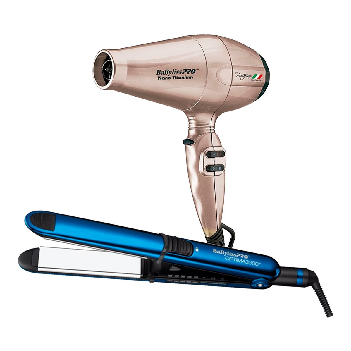 BABYLISS PRO - Combo BabylissPRO Alisadora Optima 3300 y Secador Portofino Rose Gold