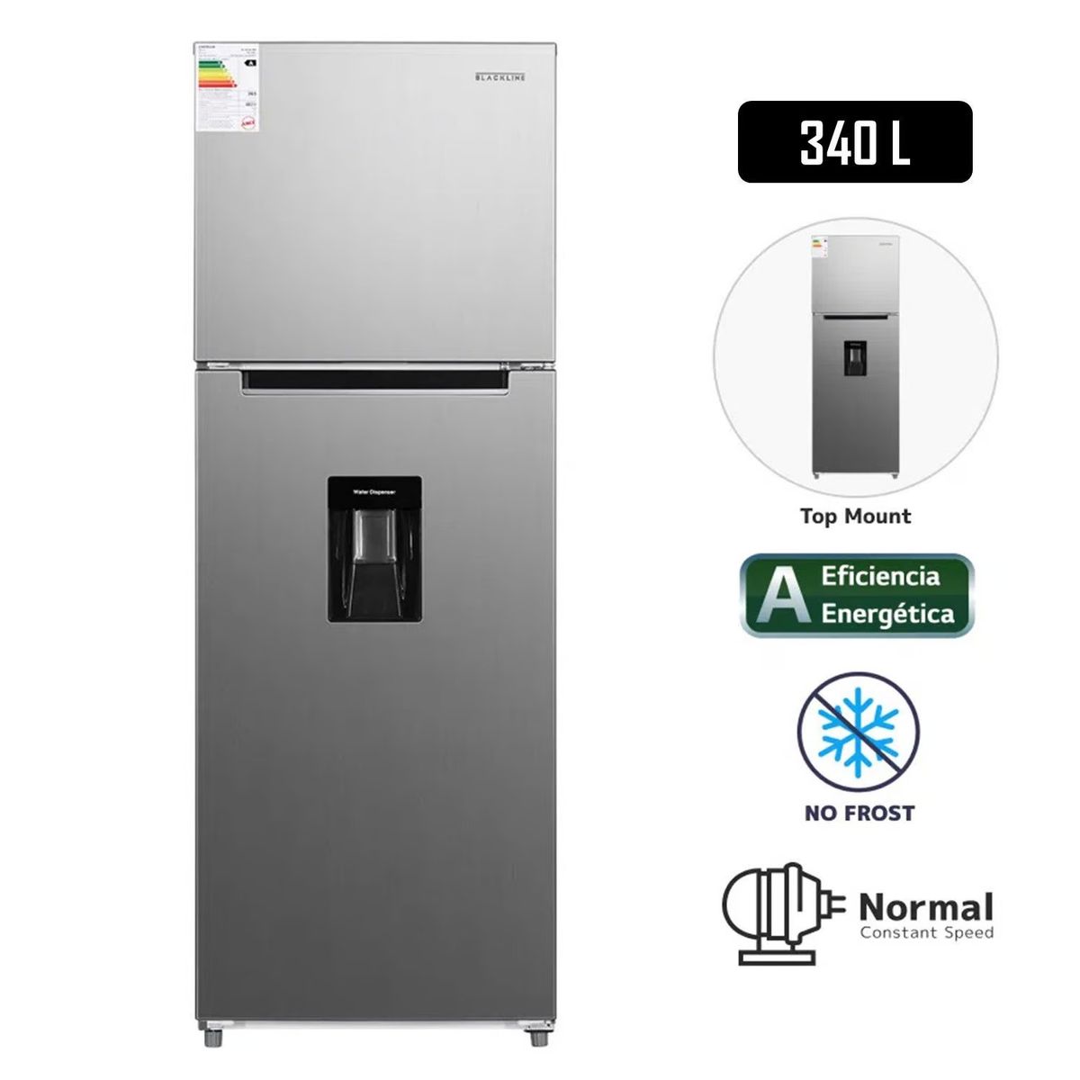 BLACKLINE - REFRIJERADORA BLACKLINE 340L No Frost TM-340L Inox