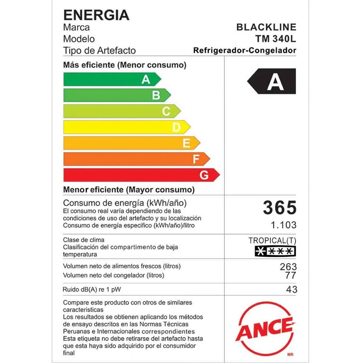 BLACKLINE - REFRIJERADORA BLACKLINE 340L No Frost TM-340L Inox