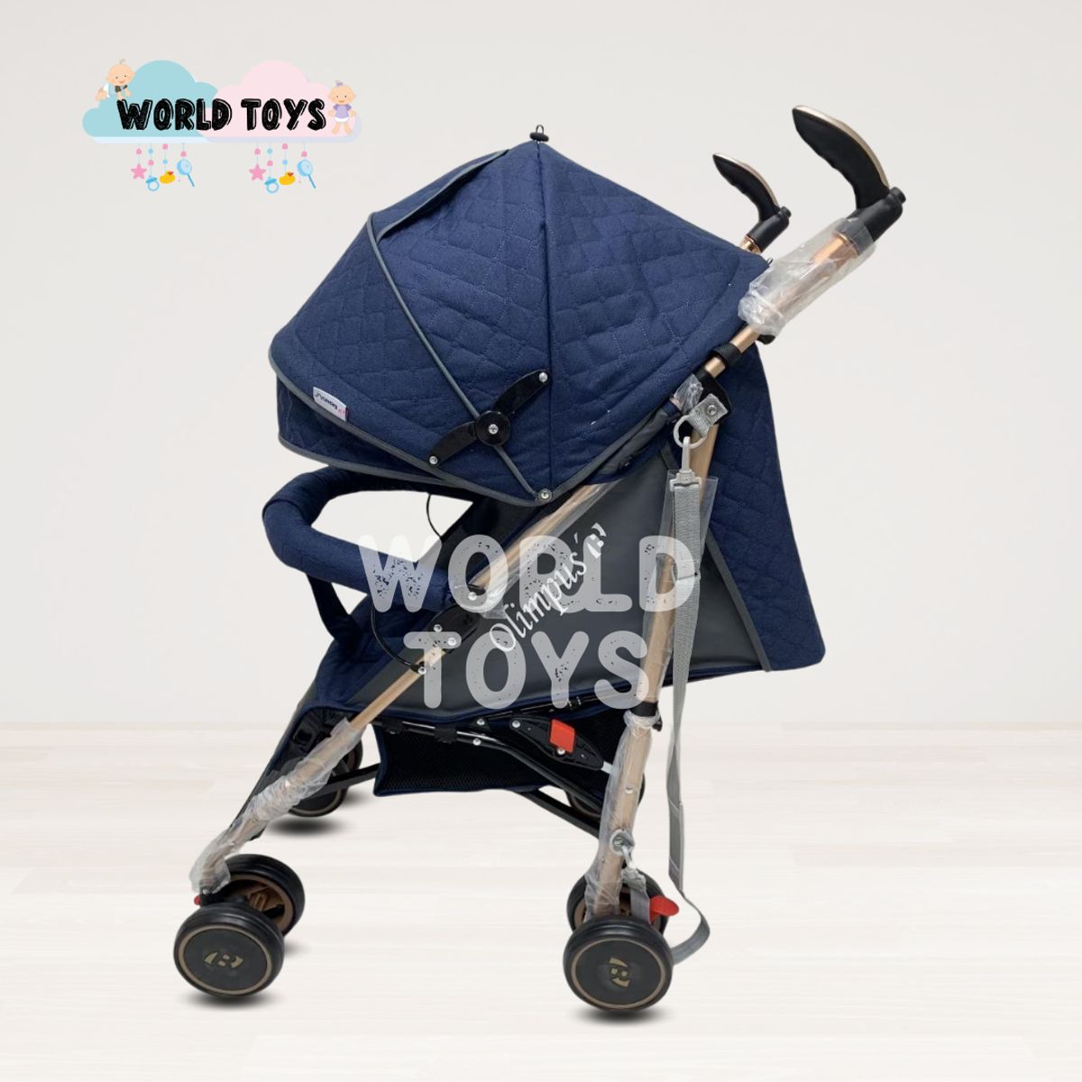 BABY - Coche Bastón de Lujo «OLYMPUS» con Mango Giratorio Blue