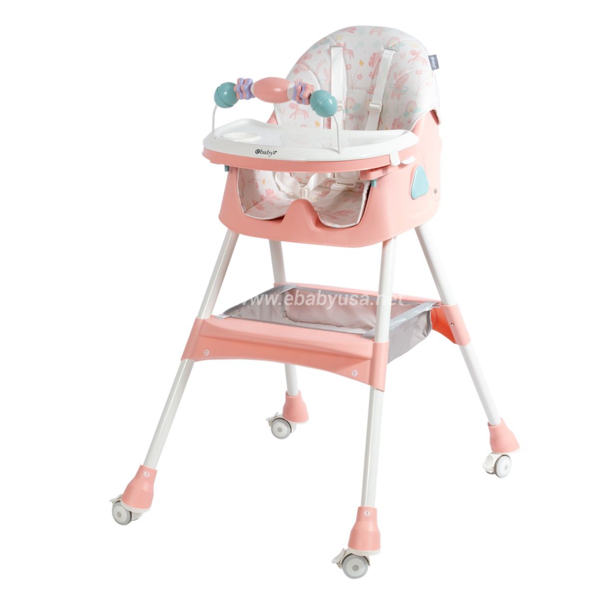 EBABY - SILLA DE COMER PLEGABLE CON RUEDAS LULU MELON