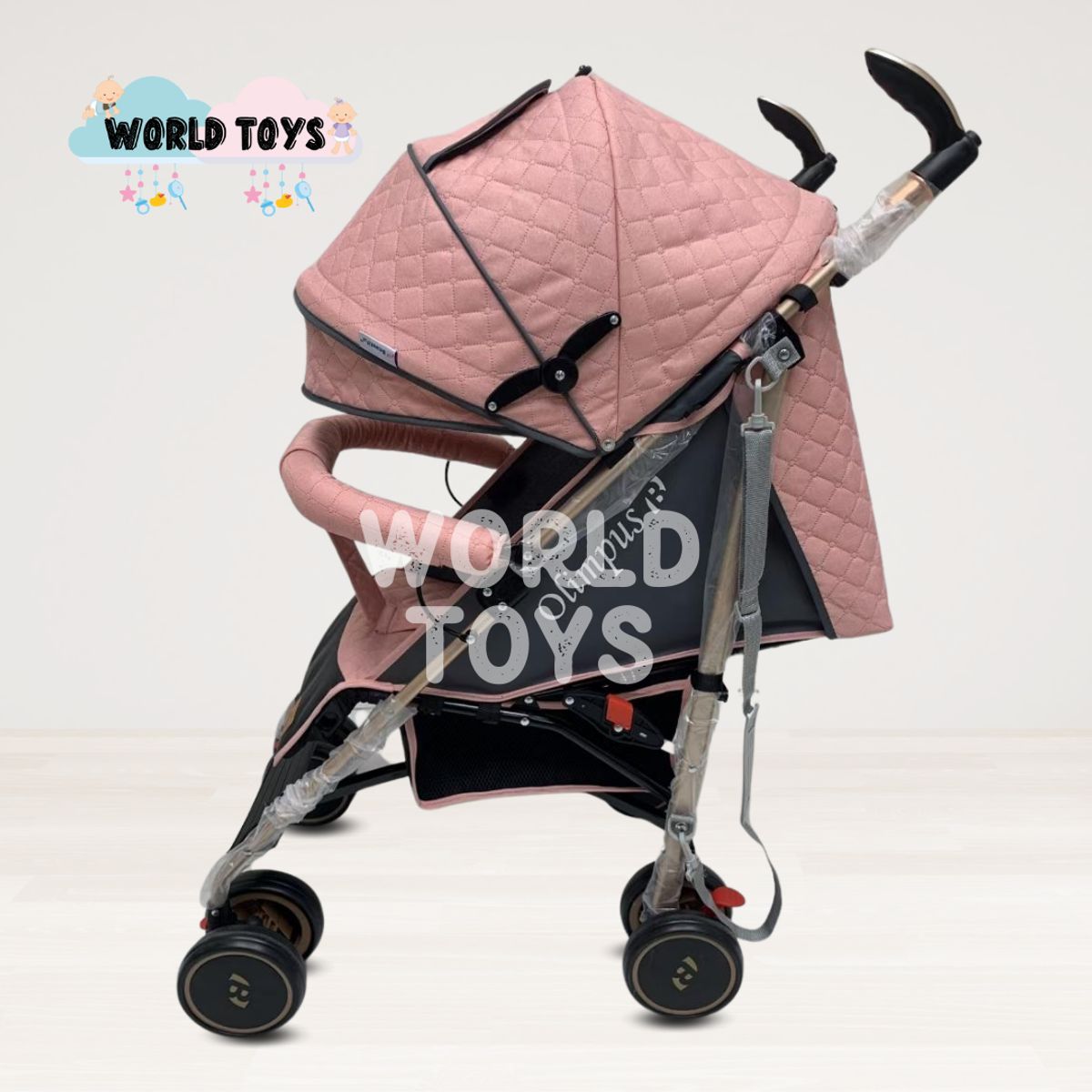 BABY - Coche Bastón de Lujo «OLYMPUS» con Mango Giratorio Pink