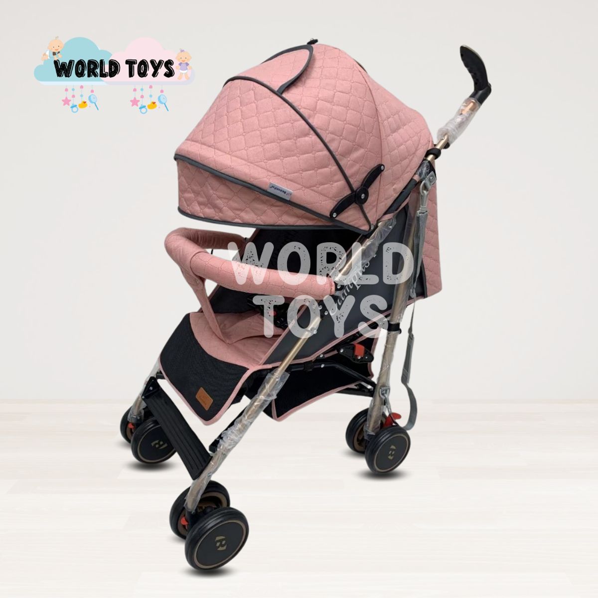 BABY - Coche Bastón de Lujo «OLYMPUS» con Mango Giratorio Pink