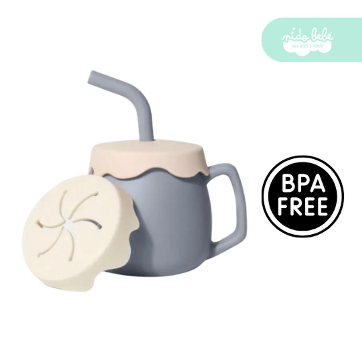 GENERICO - vaso de silicona de bebe antiderrame con aza plomo