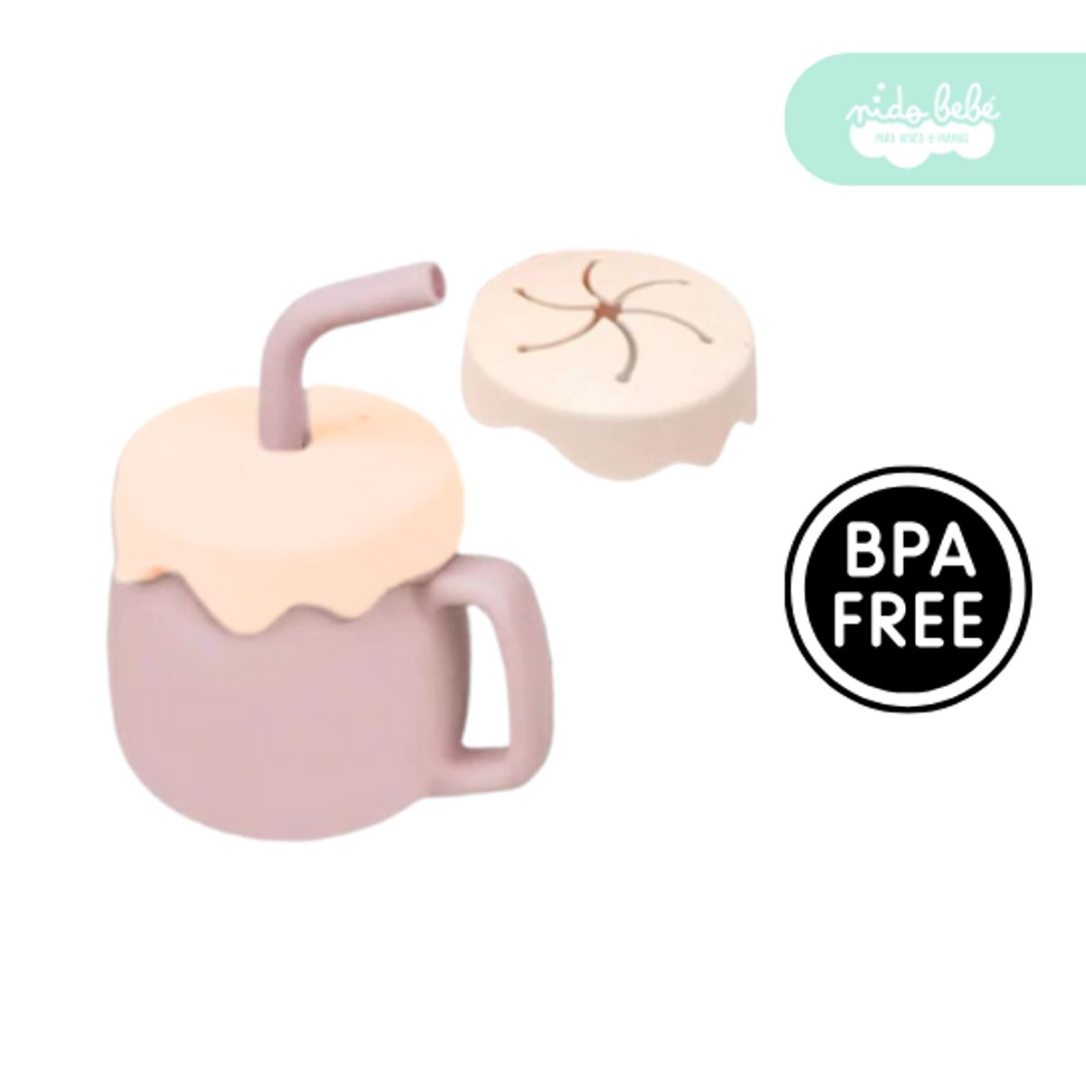 GENERICO - vaso de silicona de bebe antiderrame con aza rosa