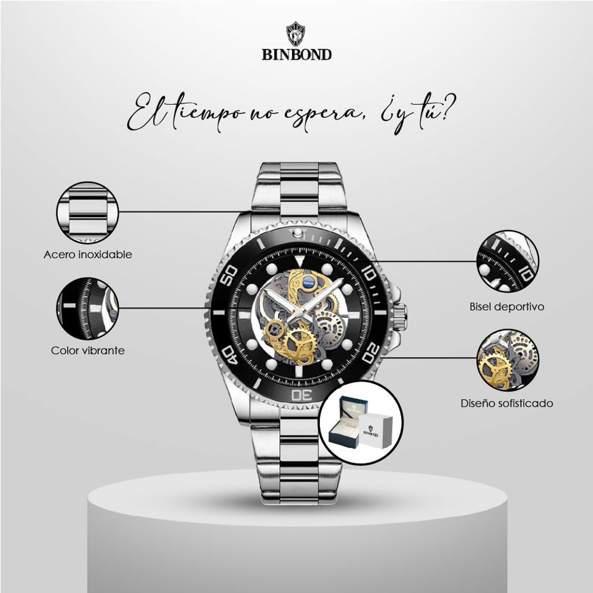 GENERICO - Reloj BINBOND para Hombre - Elegante - Acero