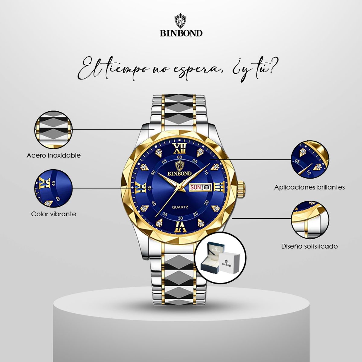 GENERICO - Reloj BINBOND para Hombre - Elegante - Acero