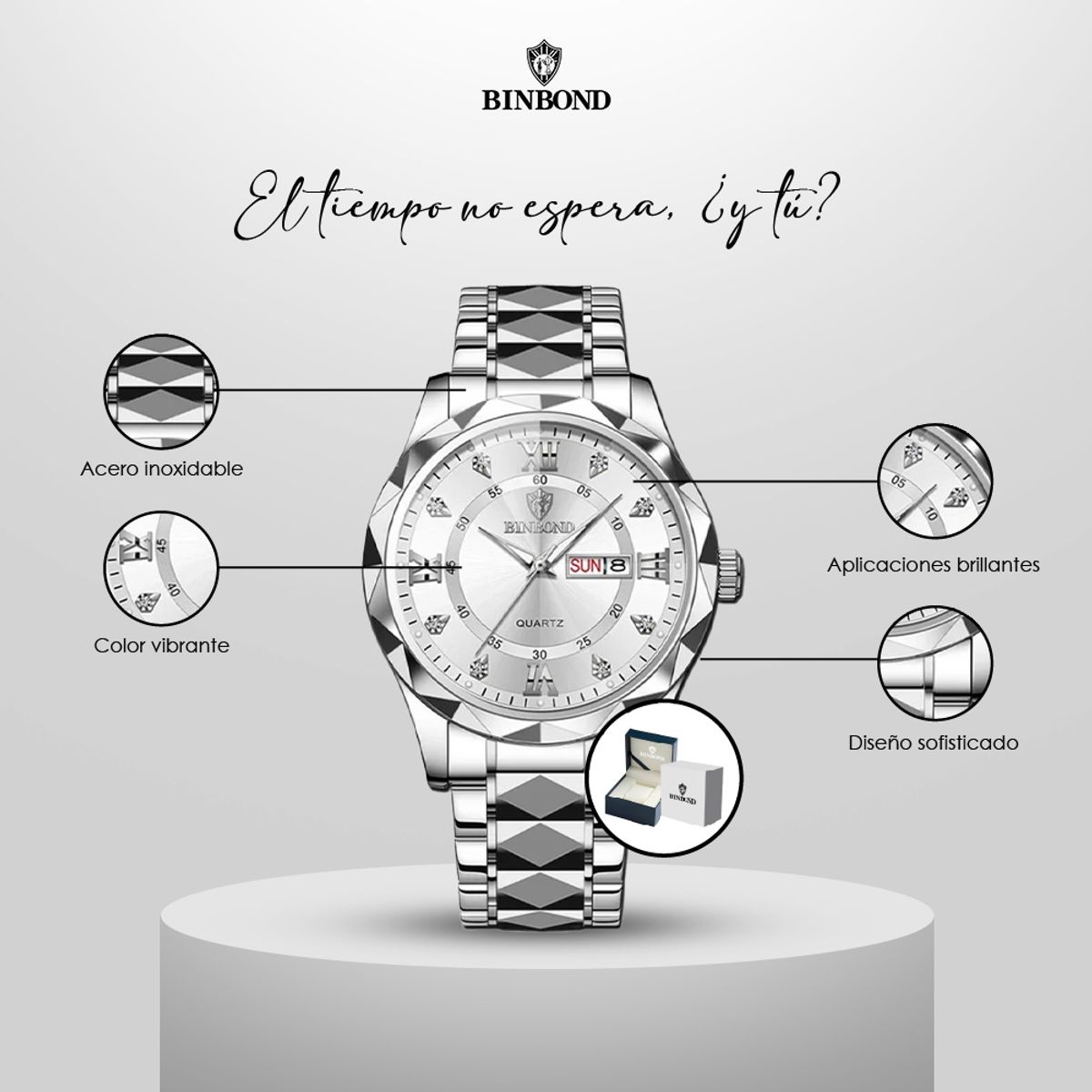 GENERICO - Reloj BINBOND para Hombre - Elegante - Acero