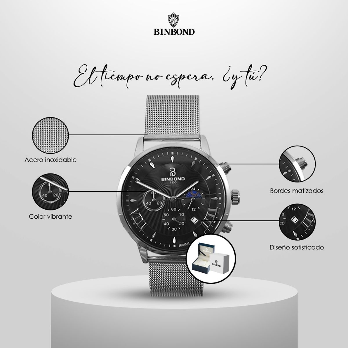 GENERICO - Reloj BINBOND para Hombre - Elegante - Acero