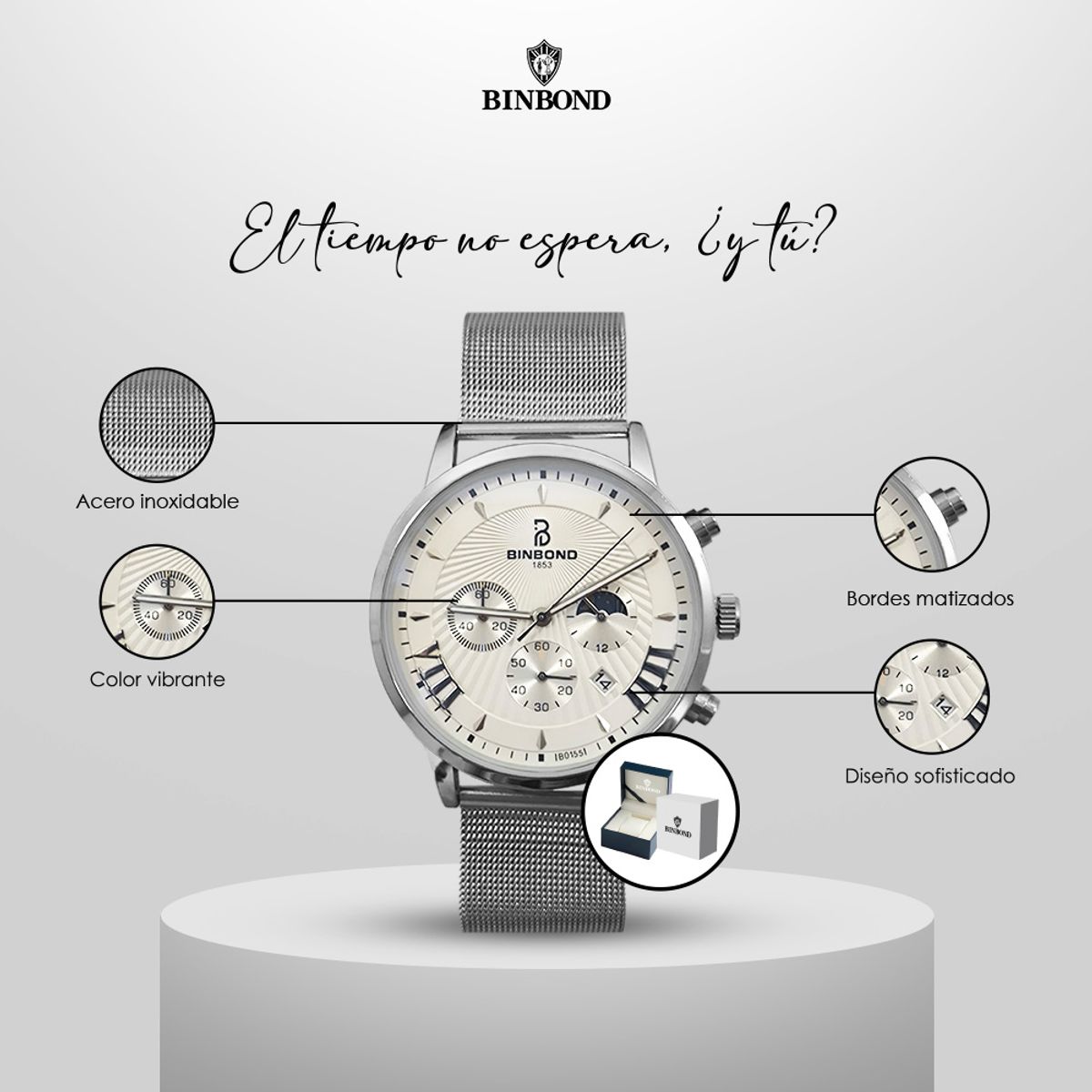 GENERICO - Reloj BINBOND para Hombre - Elegante - Acero