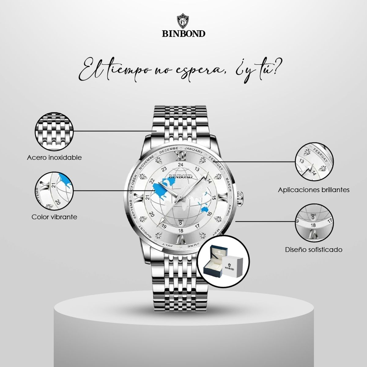 GENERICO - Reloj BINBOND para Hombre - Elegante - Acero