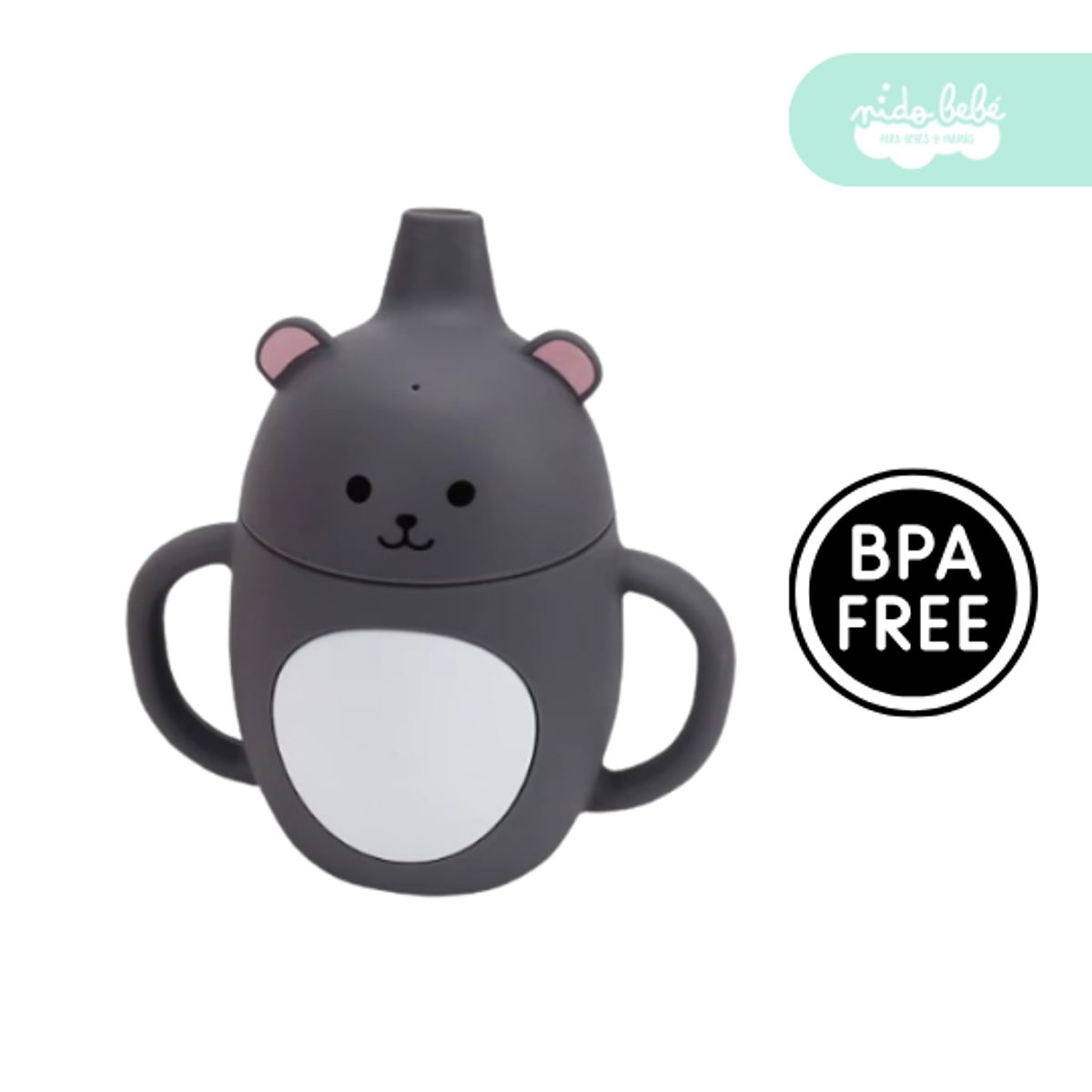 GENERICO - Vasito de Silicona para Bebé antiderrame modelo con aza plomo