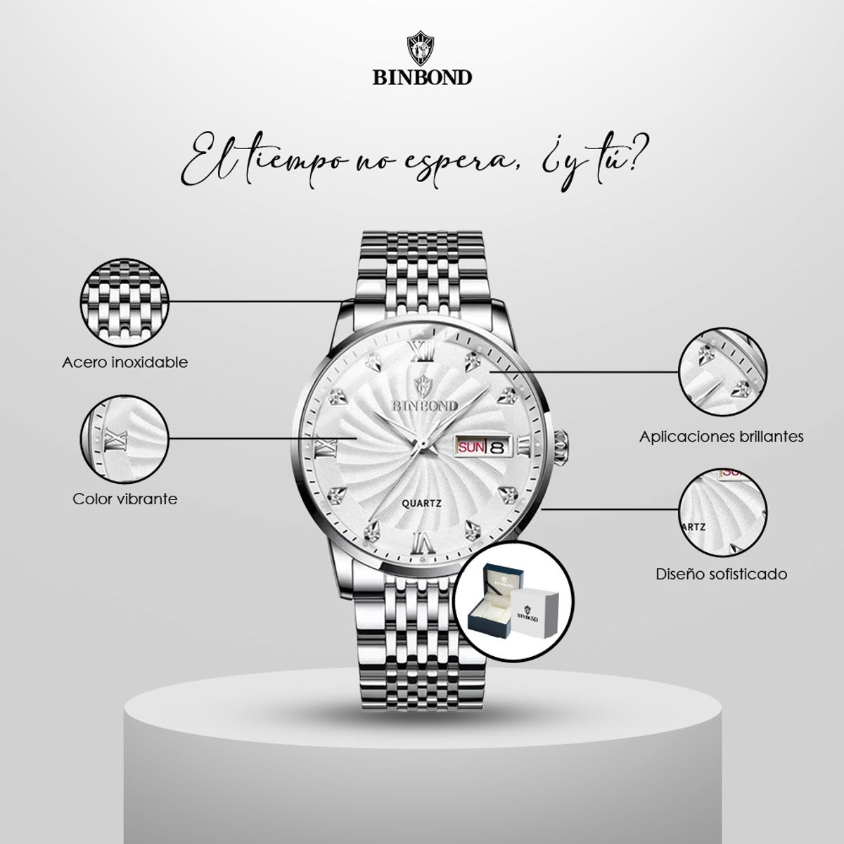 GENERICO - Reloj BINBOND para Hombre - Elegante - Acero