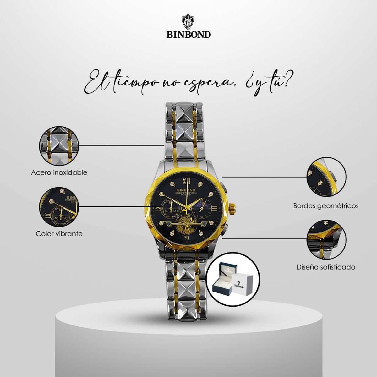 GENERICO - Reloj BINBOND para Hombre - Elegante - Acero