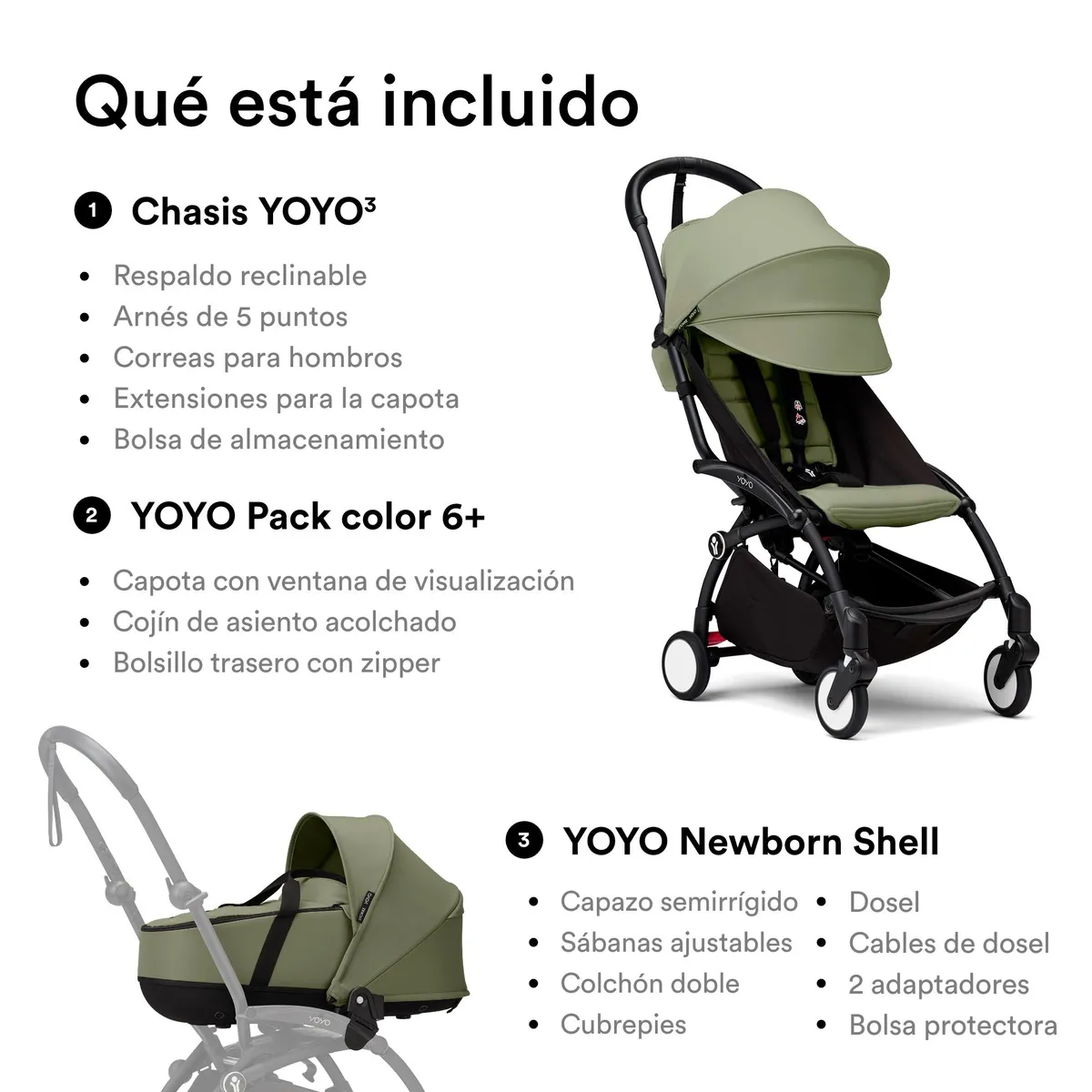 STOKKE - COCHE STOKKE YOYO³ COMPLETO CHASIS NEGRO