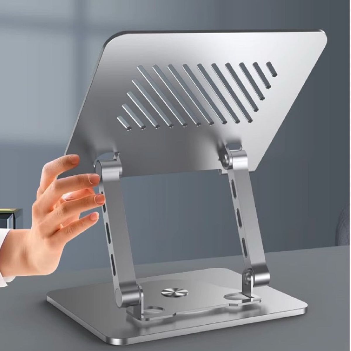 SEISA - Soporte Base Aluminio Para Laptop - Tablet Giratorio 360 Plegable