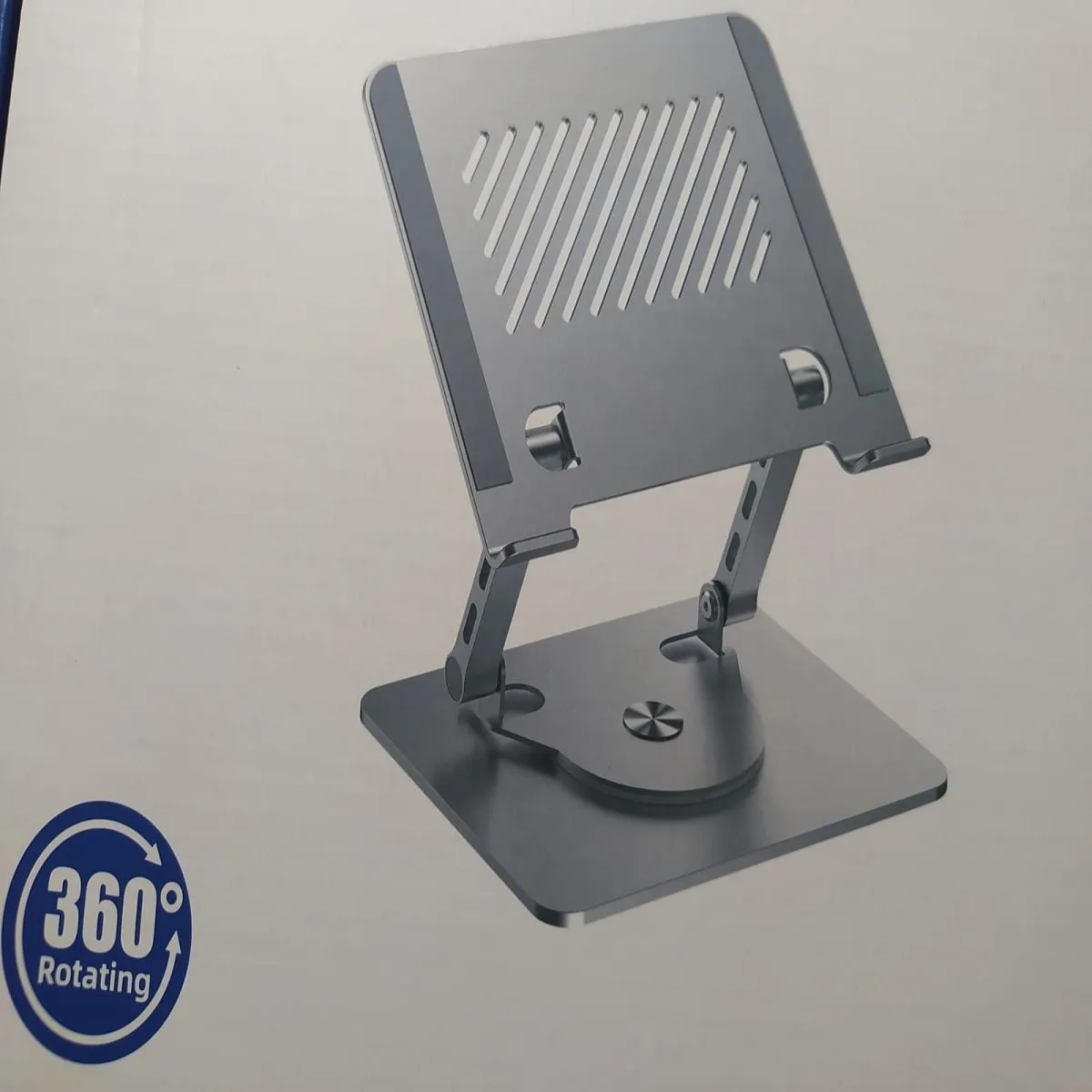 SEISA - Soporte Base Aluminio Para Laptop - Tablet Giratorio 360 Plegable