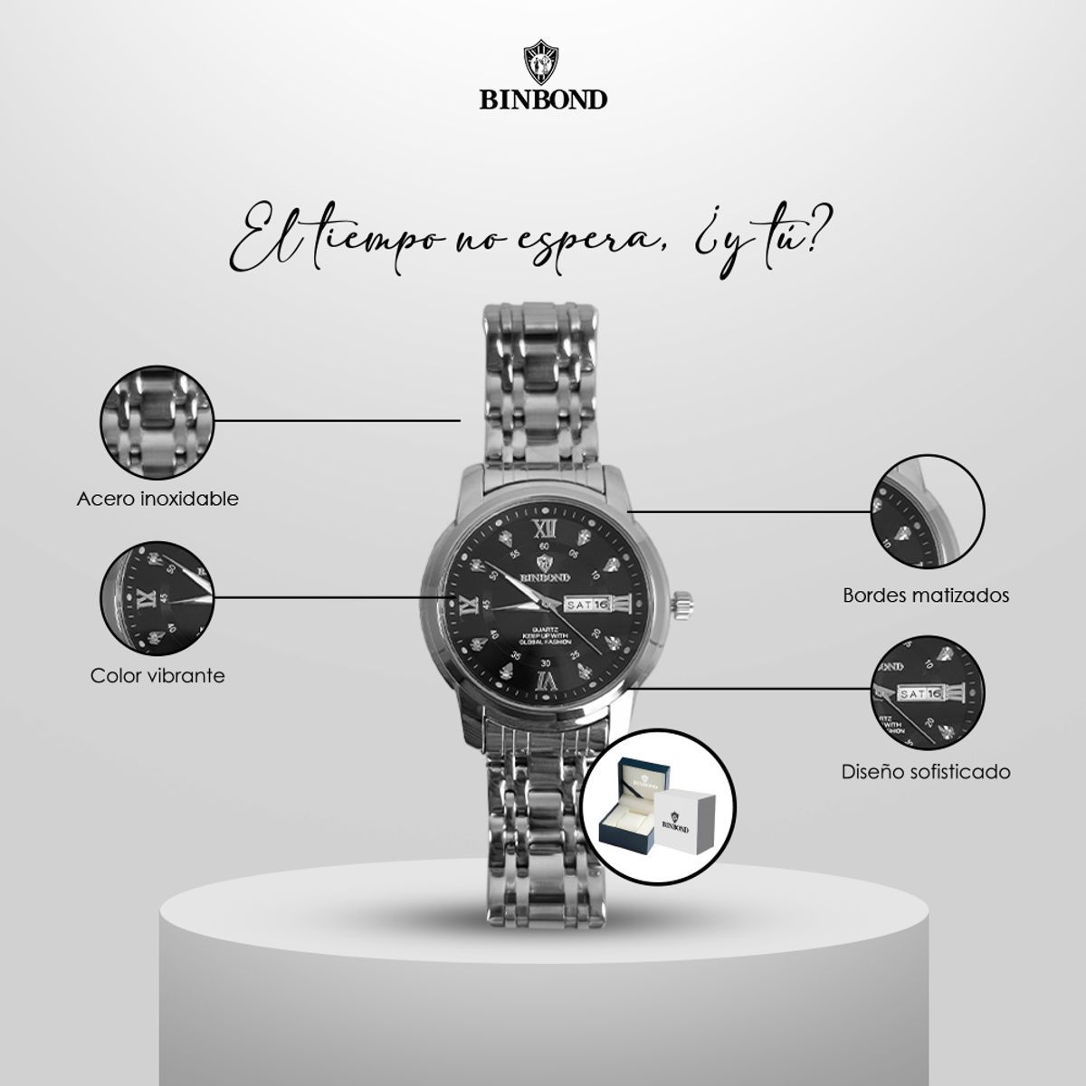 GENERICO - Reloj BINBOND para Hombre - Elegante - Acero