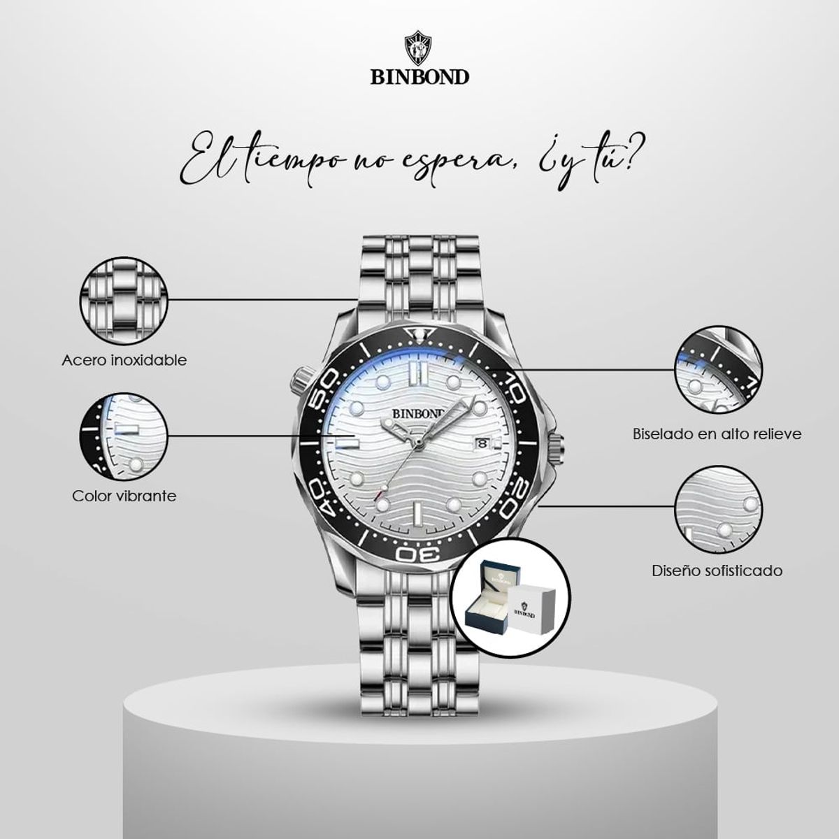 GENERICO - Reloj BINBOND para Hombre - Elegante - Acero