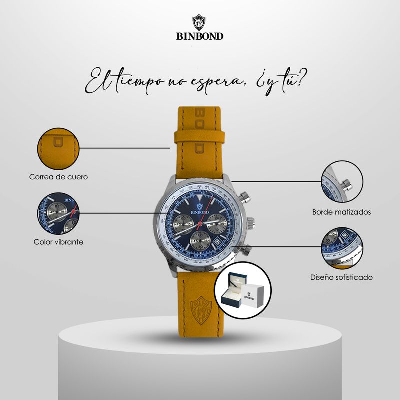 GENERICO - Reloj BINBOND para Hombre - Elegante - Cuero