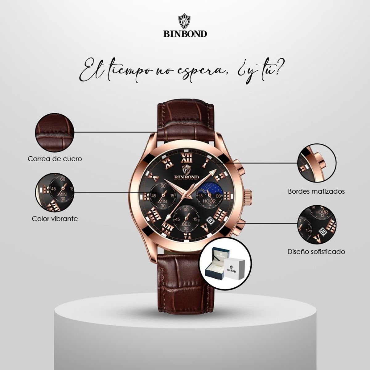 GENERICO - Reloj BINBOND para Hombre - Elegante - Cuero