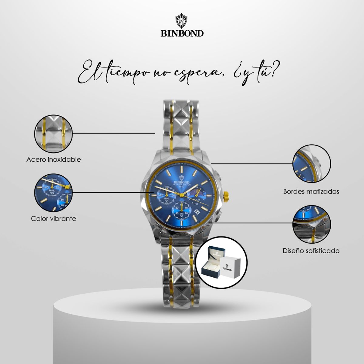 GENERICO - Reloj BINBOND para Hombre - Elegante - Acero