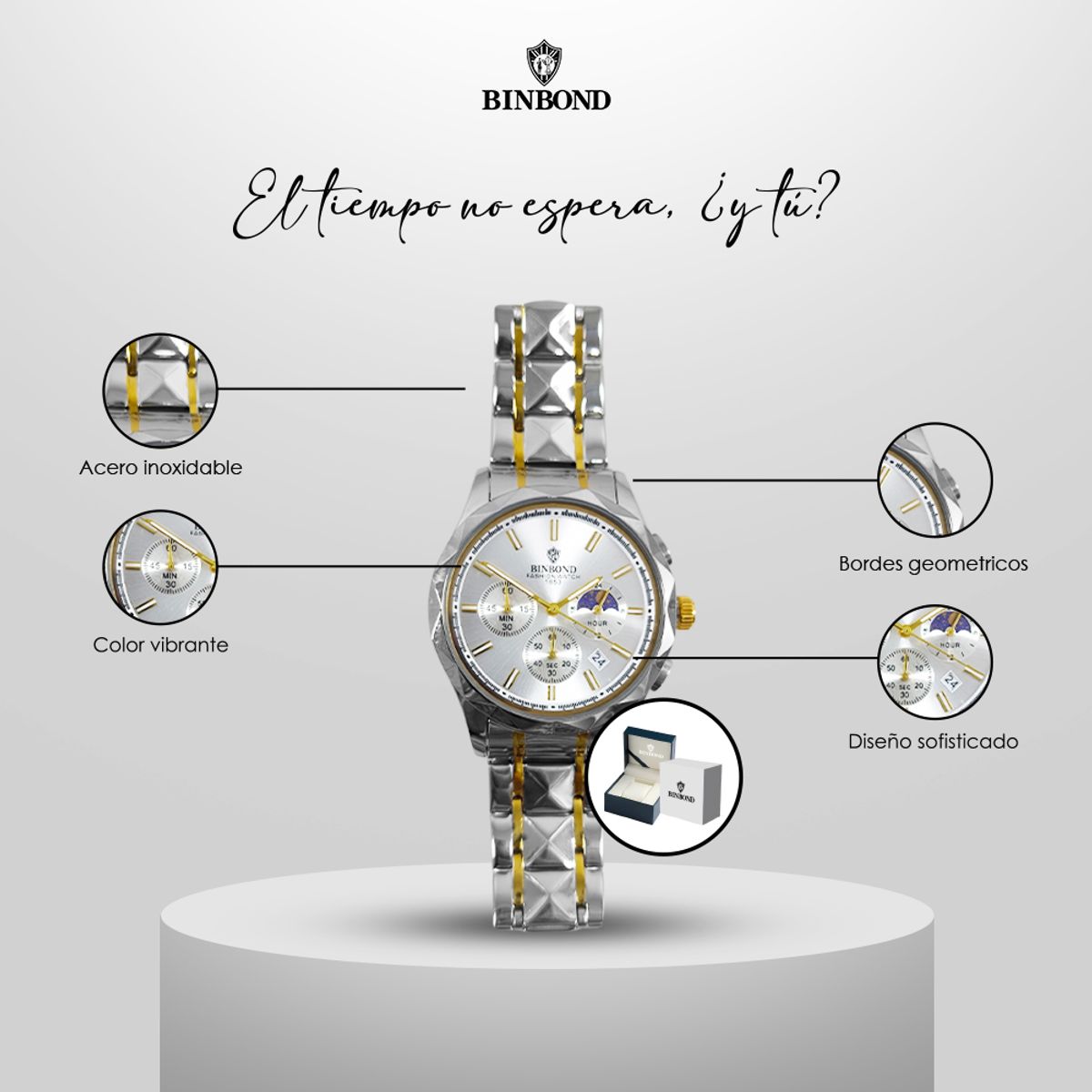 GENERICO - Reloj BINBOND para Hombre - Elegante - Acero