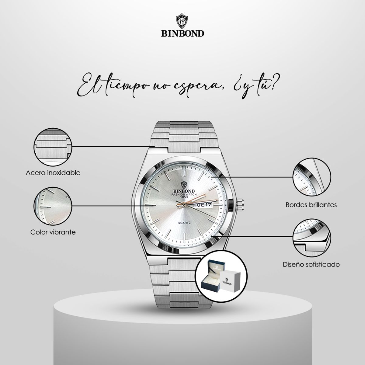 GENERICO - Reloj BINBOND para Hombre - Elegante - Acero