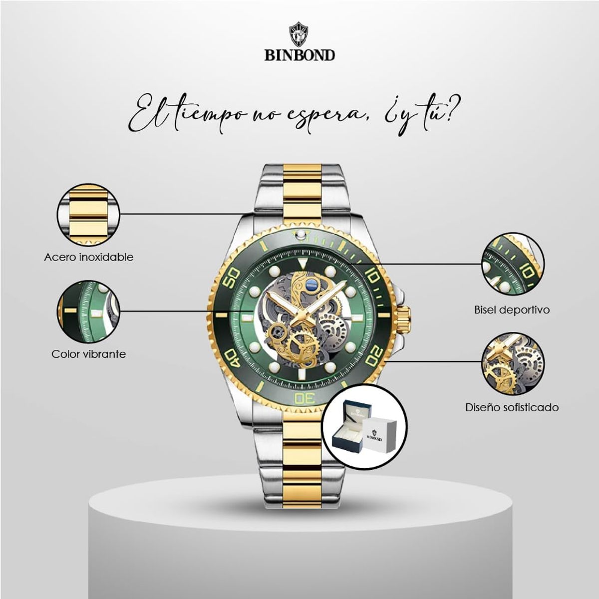 GENERICO - Reloj BINBOND para Hombre - Elegante - Acero