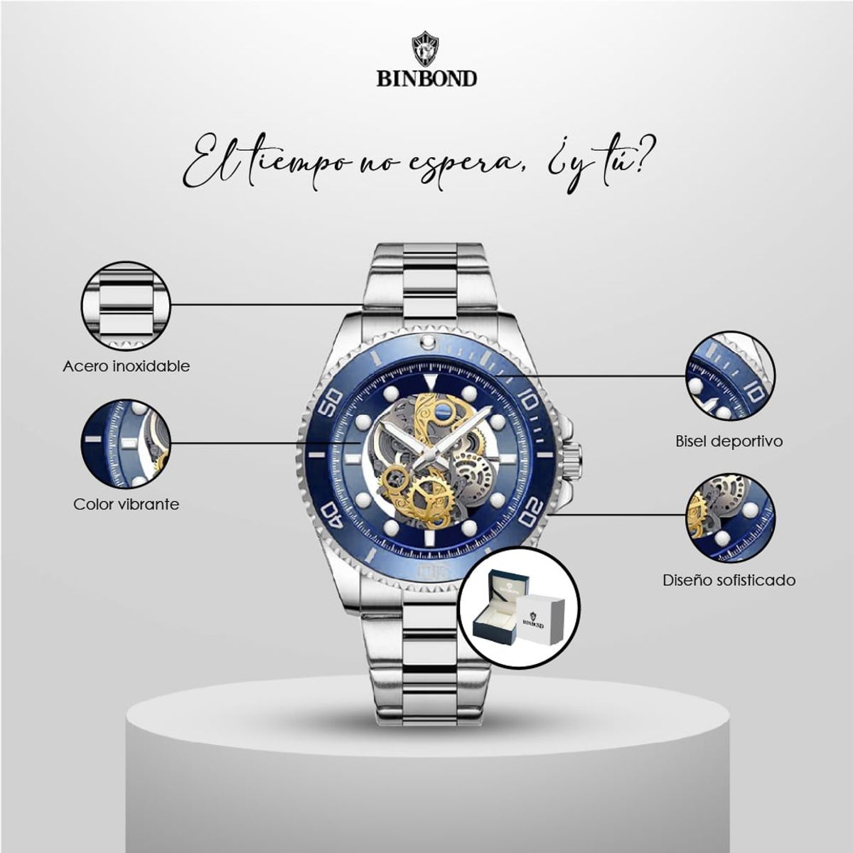 GENERICO - Reloj BINBOND para Hombre - Elegante - Acero