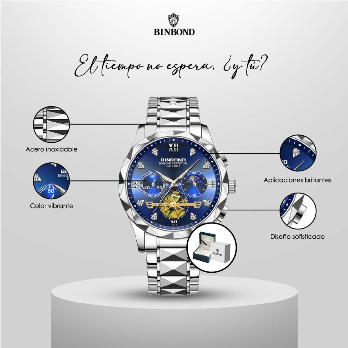 GENERICO - Reloj BINBOND para Hombre - Elegante - Acero