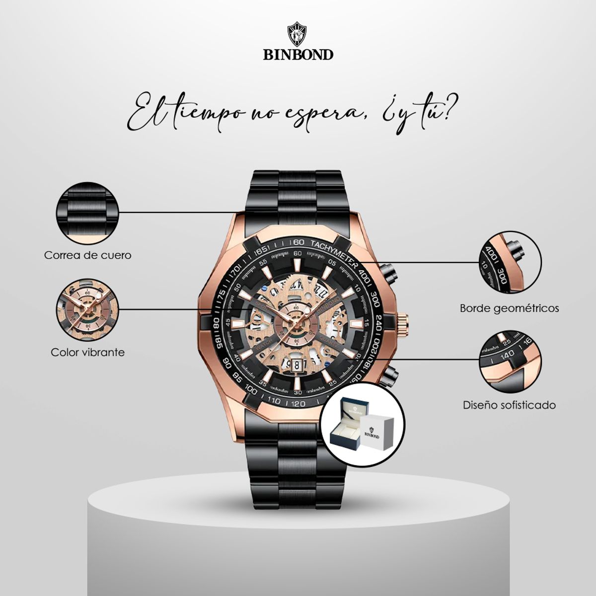 GENERICO - Reloj BINBOND para Hombre - Elegante - Acero