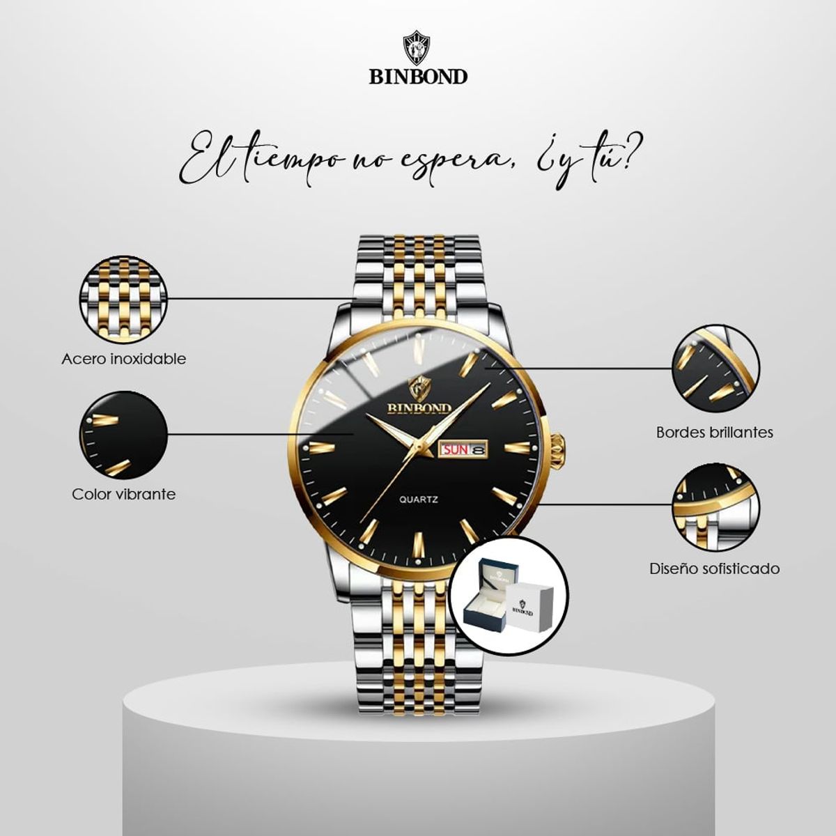 GENERICO - Reloj BINBOND para Hombre - Elegante - Acero