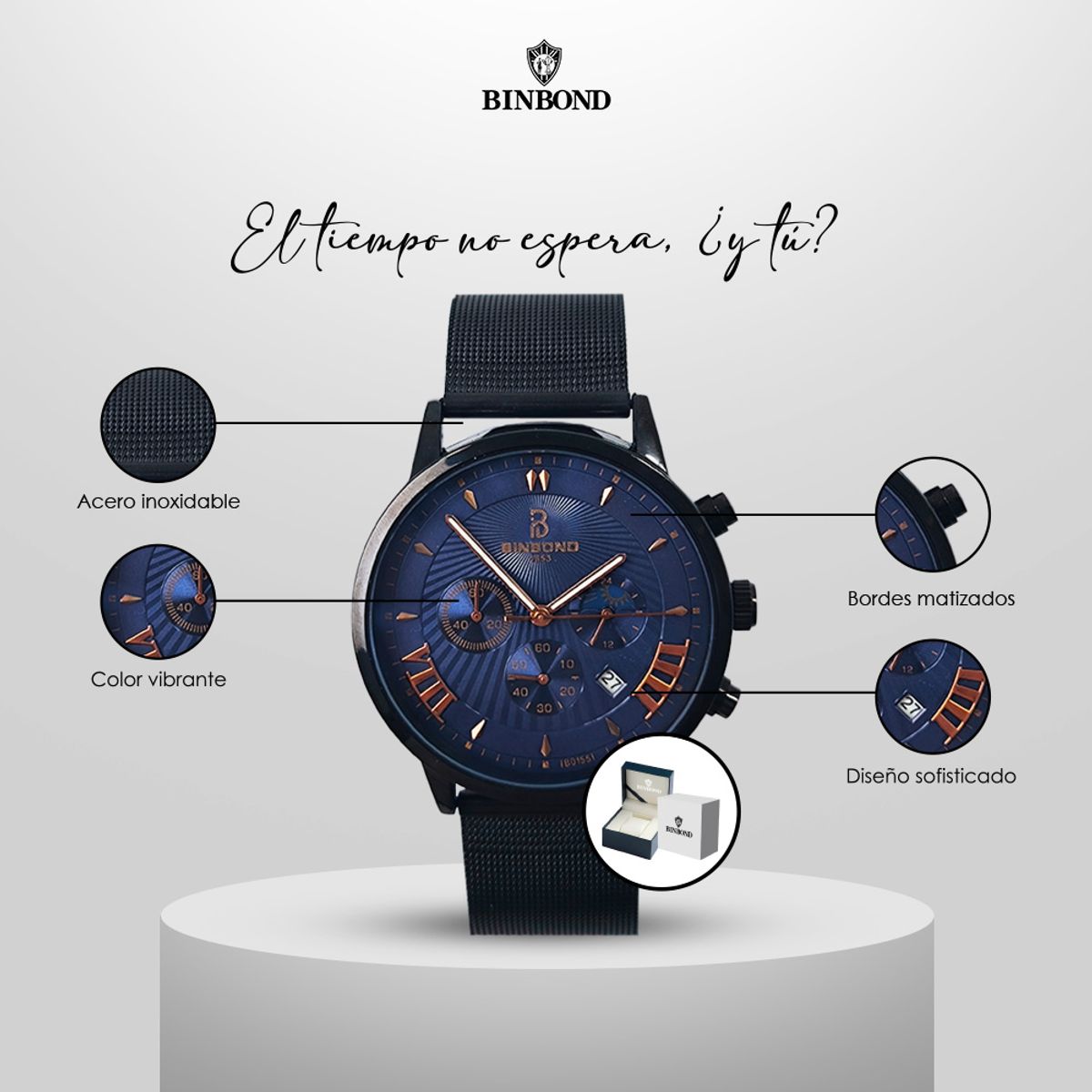 GENERICO - Reloj BINBOND para Hombre - Elegante - Acero