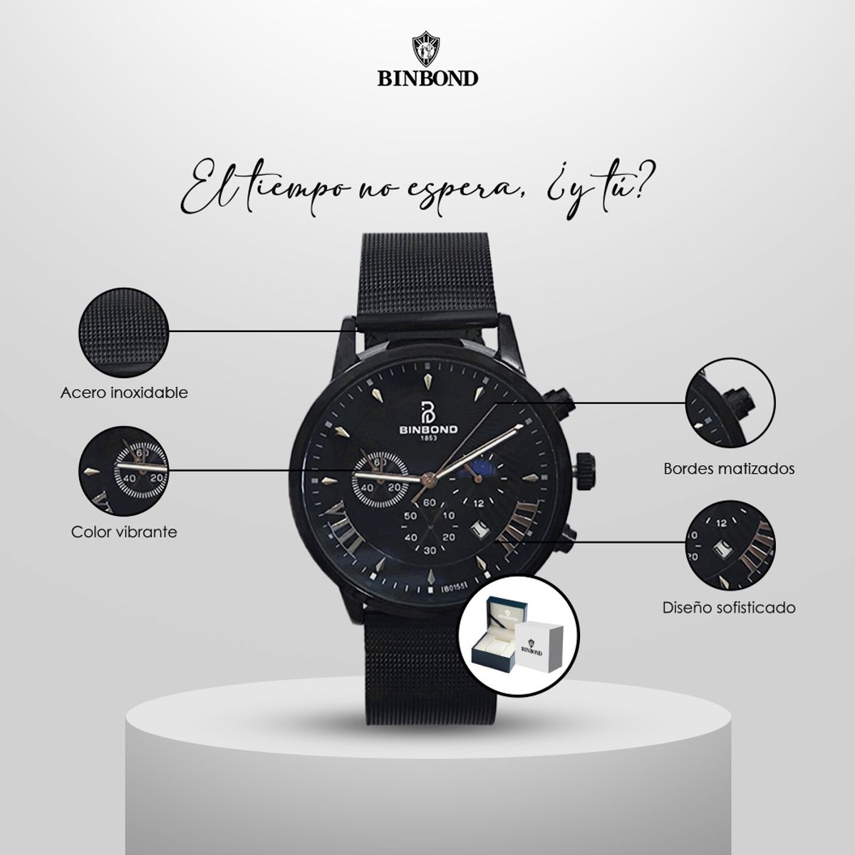 GENERICO - Reloj BINBOND para Hombre - Elegante - Acero