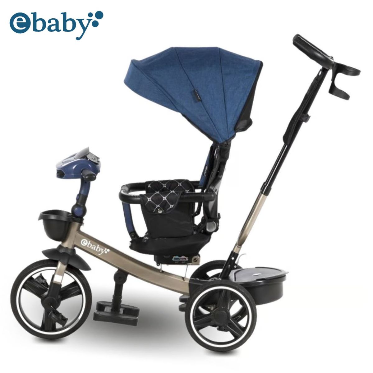 EBABY - TRICICLO GUIADOR »SANTORINI DELUXE» USB BLUE