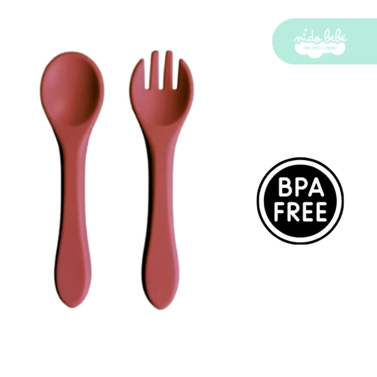 GENERICO - set decubiertos de silicona para bebe guinda