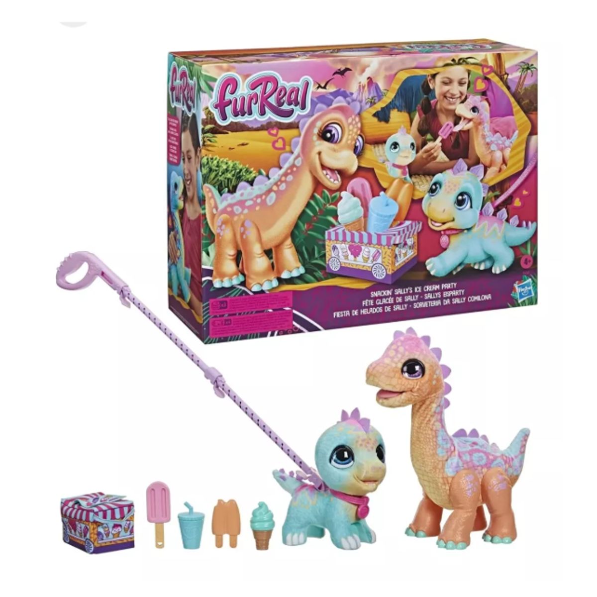 FURREAL - Muñeco Sally y Dino Fiesta de Helados +40 Sonidos y Reacc