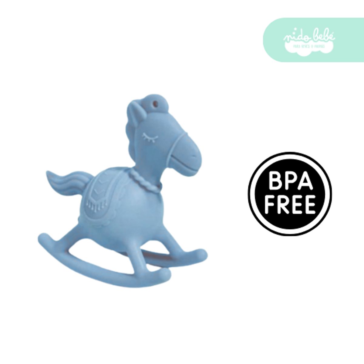 GENERICO - mordedor de silicona de bebe caballito azul