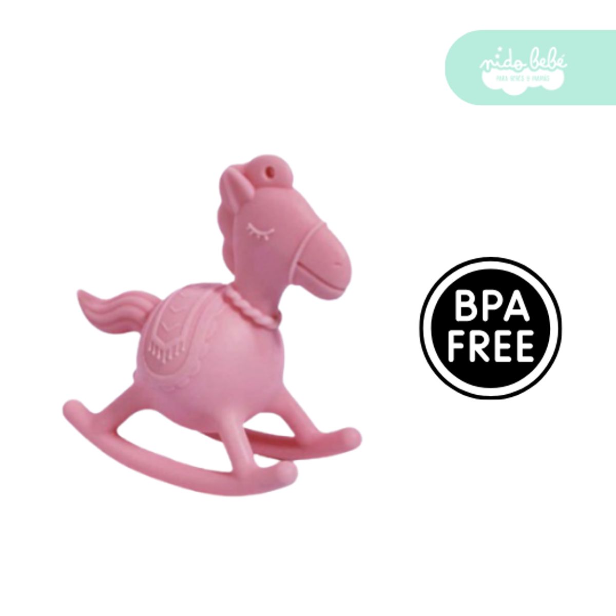 GENERICO - mordedor de silicona de bebe caballito rosa