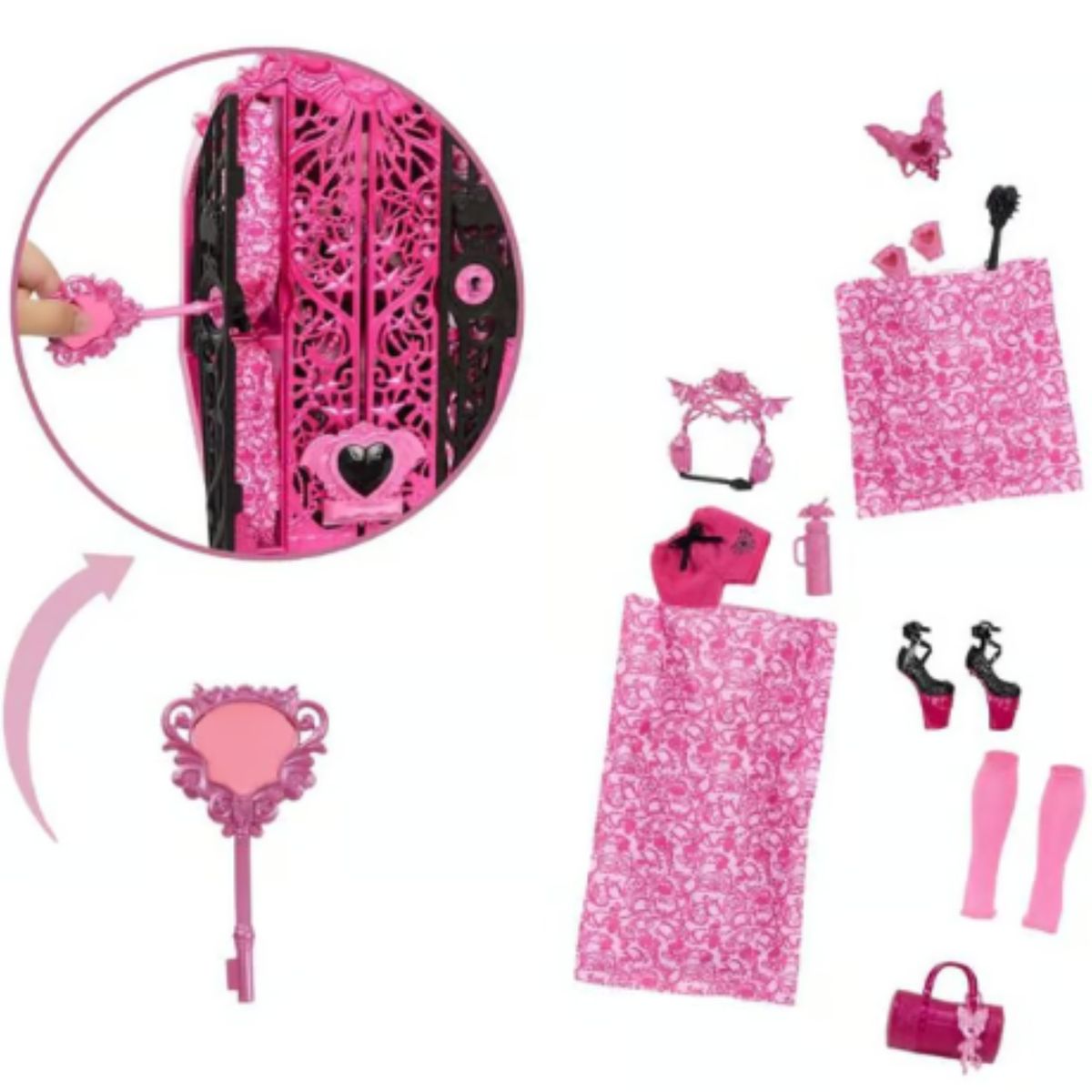 MONSTER HIGH - Muñeca Monster High Draculaura con Armario de Disfraces y más de 19 Sorpresas