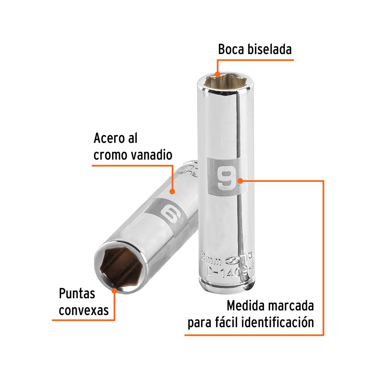 Truper - Dado 9mm Hexagonal Tubular Encastre de 1/4" 13203 Truper