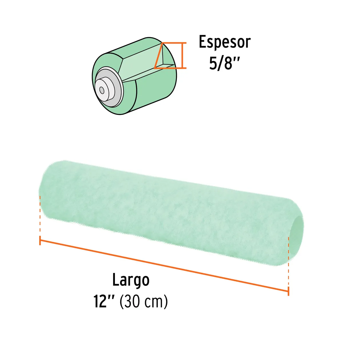 TRUPER - Felpa para rodillo 12 x 58 superficies poco rugosas COD 13893 Truper