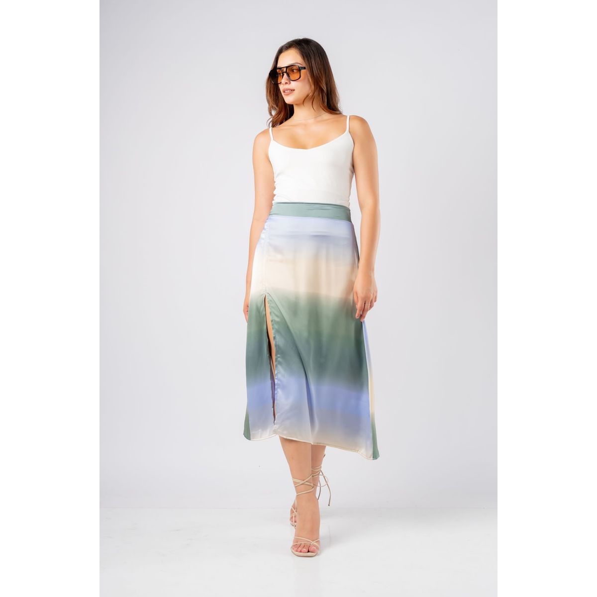 GENERICO - FALDA IRINA DE SEDA VERDE ALMAT